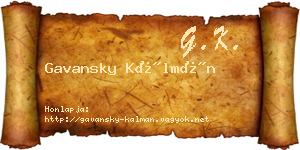 Gavansky Kálmán névjegykártya